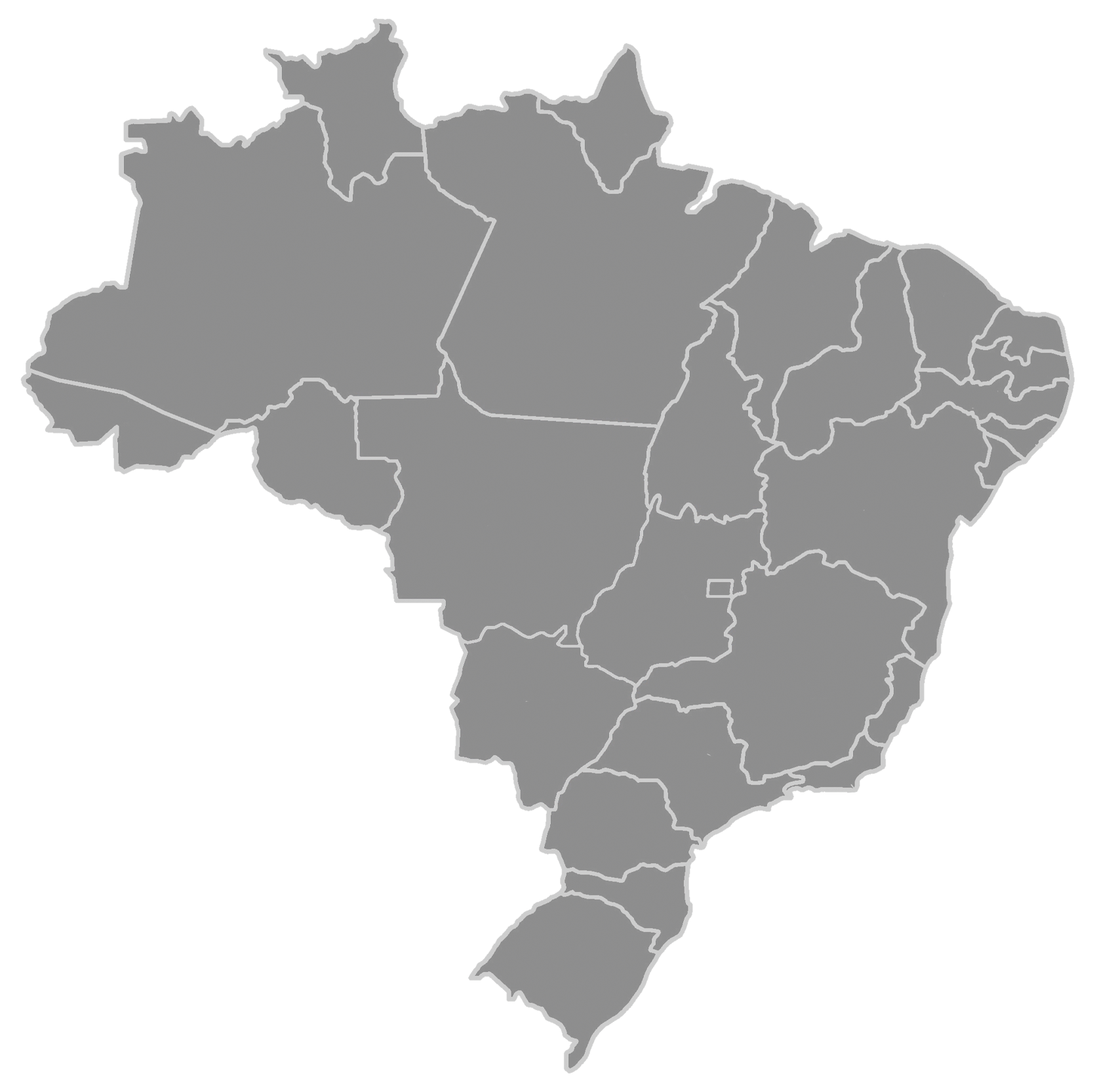 Mapa do Brasil com as divisas estaduais